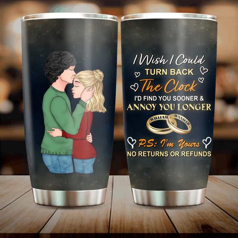 Personalized Couple Tumbler - Gift Idea For Couple/Mother's Day Gift For Wife From Husband - I Wish I Could Turn Back The Clock