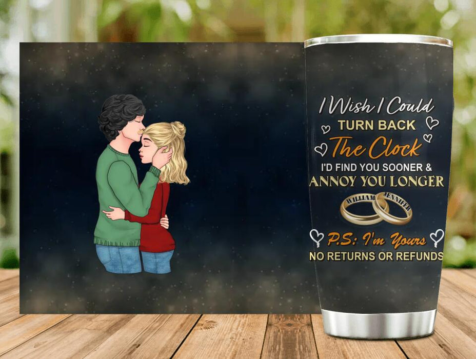 Custom Personalized Couple Tumbler - Gift Idea For Couple/ Mother's Day Gift For Wife From Husband - I Wish I Could Turn Back The Clock