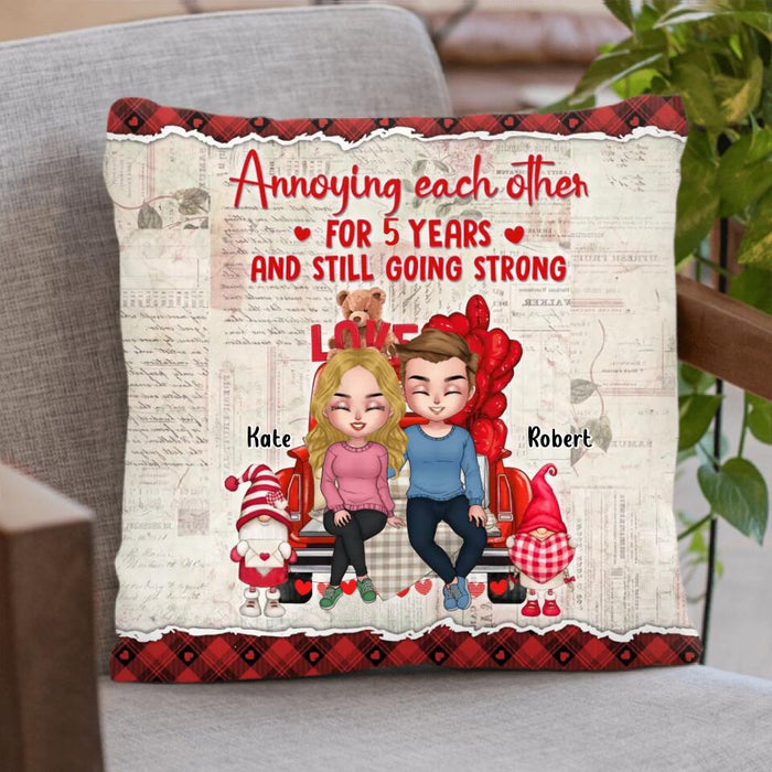 Custom Personalized Couple Truck Pillow Cover/ Single Layer Fleece/Quilt Blanket - Gift For Couple - Mother's Day Gift For Wife From Husband - Annoying Each Other For 5 Years And Still Going Strong