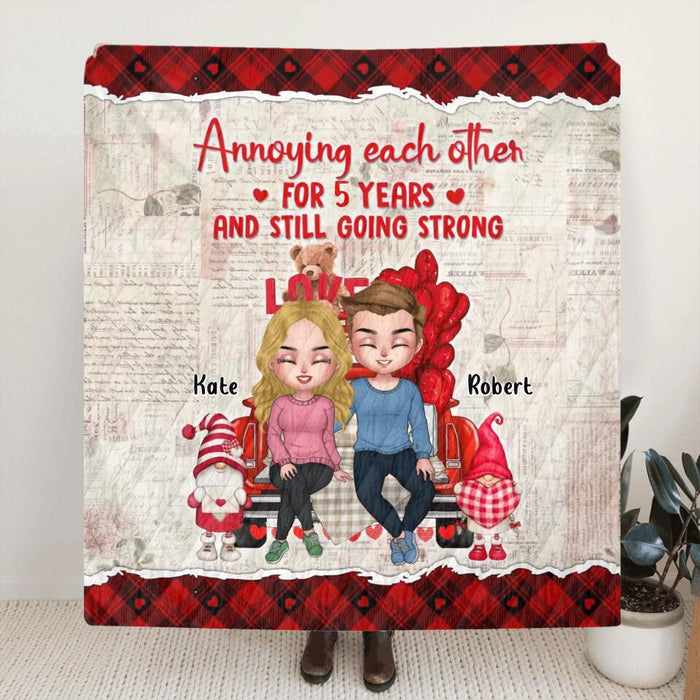 Custom Personalized Couple Truck Pillow Cover/ Single Layer Fleece/Quilt Blanket - Gift For Couple - Mother's Day Gift For Wife From Husband - Annoying Each Other For 5 Years And Still Going Strong