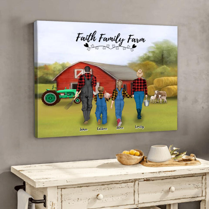 Custom Personalized Farming Family Canvas - Gift For Whole Family, Farmers