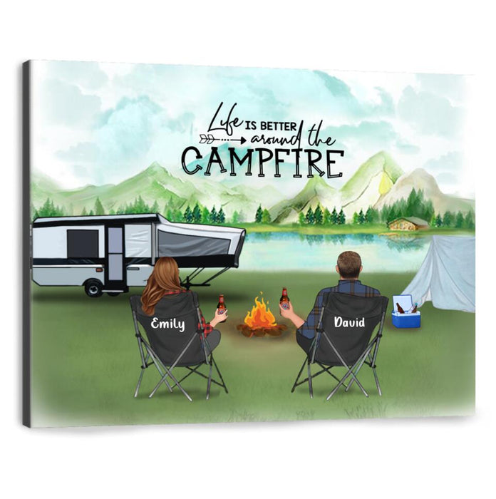 Custom Personalized Camping Canvas - Gift For Whole Family - Couple/ Parents With Upto 6 Kids - 6 Pets - Making Memories One Campsite At A Time