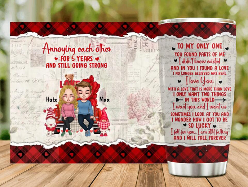 Personalized Couple Truck Tumbler - Gift For Couple - Mother's Day Gift For Wife From Husband - Annoying Each Other For 5 Years And Still Going Strong
