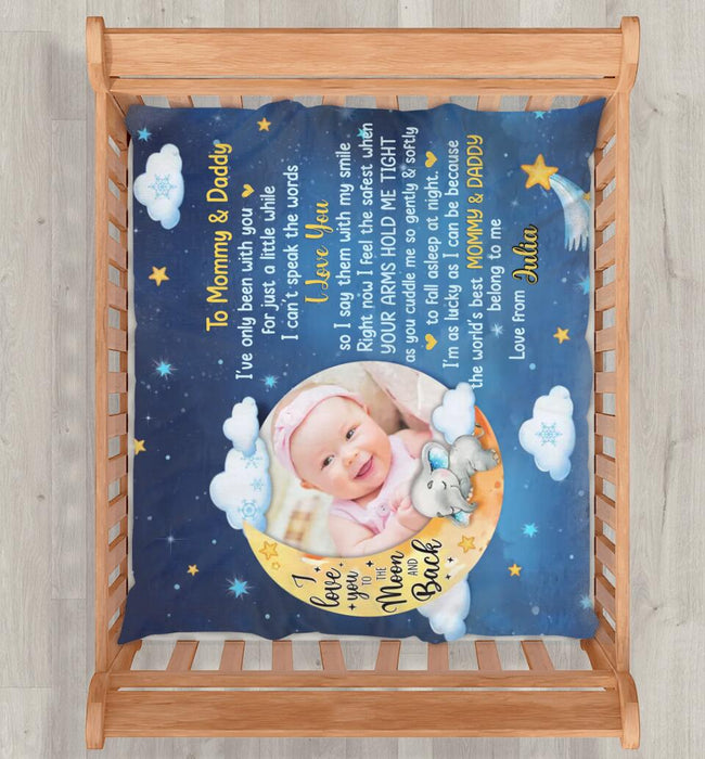 Custom Personalized Baby Photo Single Layer Fleece Blanket - Gift Idea For Baby - To Mommy & Daddy