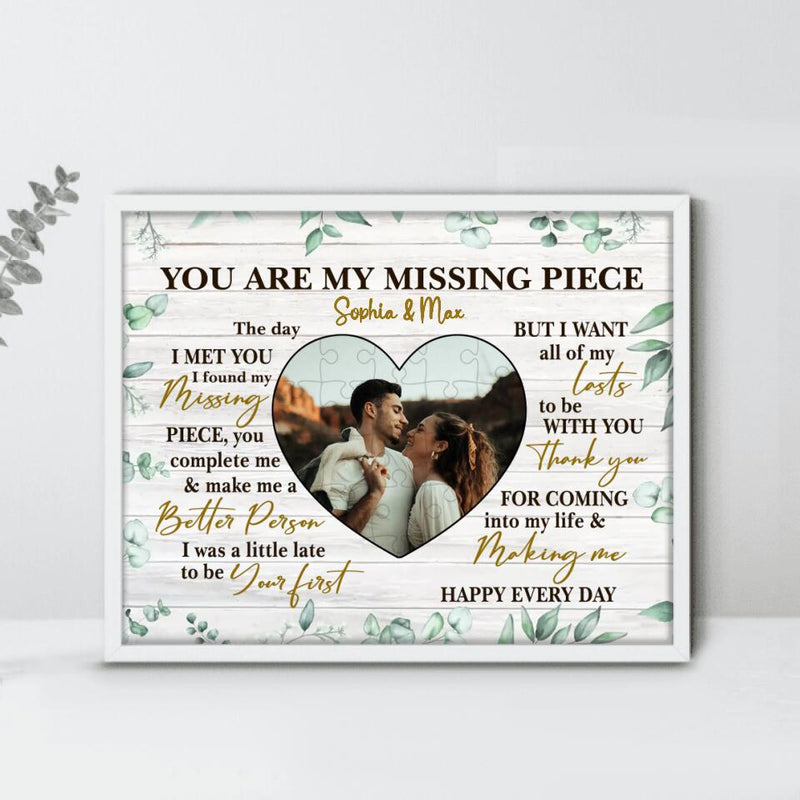 Personalized Couple Photo Poster - Mother's Day Gift From Husband - You Are My Missing Piece