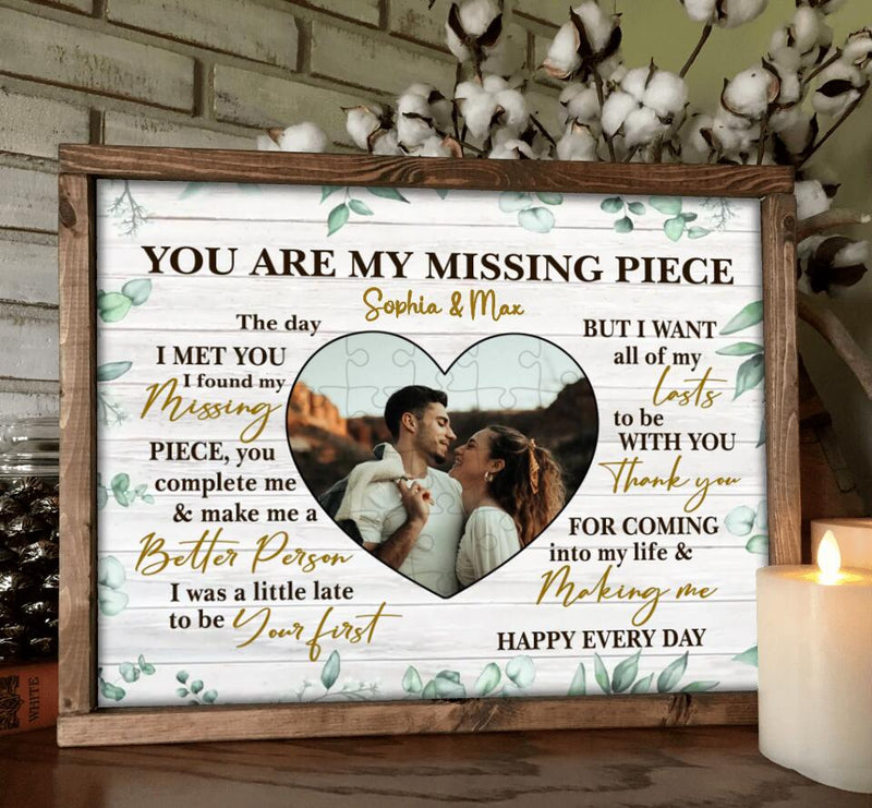 Personalized Couple Photo Poster - Mother's Day Gift From Husband - You Are My Missing Piece