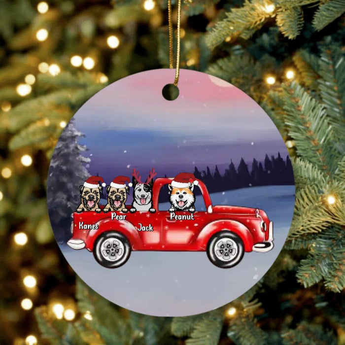 Custom Personalized Christmas Dog Ornament - Gift for Dog Lovers - Up to 4 Dogs In The Car