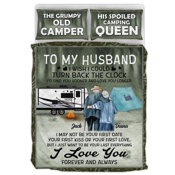 Custom Personalized Old Couple Quilt Bed Sets - Gift Idea For Couple/Camping Lover - To My Husband