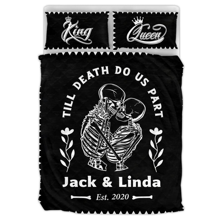 Custom Personalized Skull Couple Quilt Bed Set - Gift Idea For Couple - Till Death Do Us Part