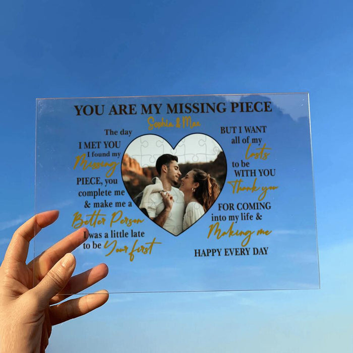 Custom Personalized Couple Photo Acrylic Plaque - Mother's Day Gift From Husband/ Gift for Couple - You Are My Missing Piece