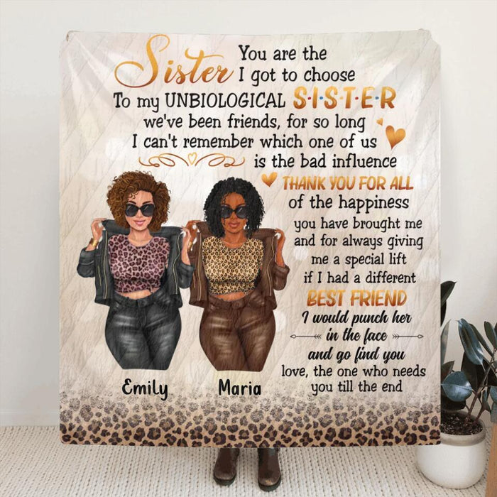 Custom Personalized Best Friend Fleece Throw Blanket/Quilt Blanket - Gift Idea For Best Friend - You Are The Sister I Got To Choose