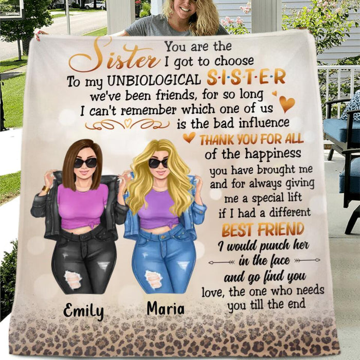 Custom Personalized Best Friend Fleece Throw Blanket/Quilt Blanket - Gift Idea For Best Friend - To My Unbiological Sister