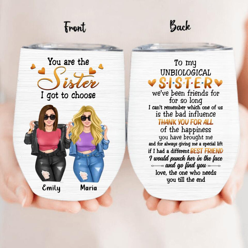 Personalized Best Friend Wine Tumbler - Gift Idea For Best Friend - To My Unbiological Sister