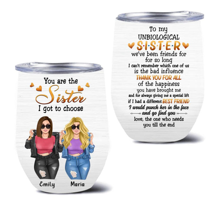 Custom Personalized Best Friend Wine Tumbler - Gift Idea For Best Friend - To My Unbiological Sister