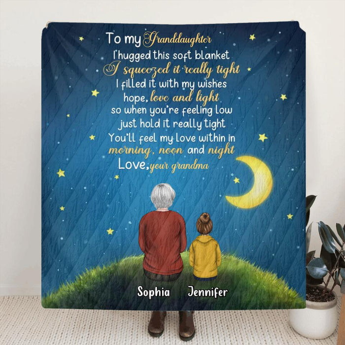 Custom Personalized To My Granddaughter Quilt/Single Layer Fleece Blanket/Pillow Cover - Gift Idea For Daughter - I Hugged This Soft Blanket/Pillow