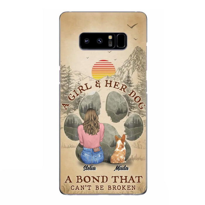 Custom Personalized Pet Mom Phone Case - Gifts For Pet Lovers With Upto 4 Pets - A Girl And Her Dog A Bond That Can't Be Broken - Case For iPhone & Samsung