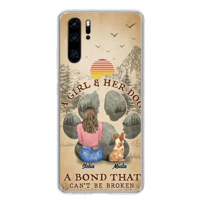 Custom Personalized Pet Mom Phone Case - Gifts For Pet Lovers With Upto 4 Pets - A Girl And Her Dog A Bond That Can't Be Broken - Case For Oppo, Xiaomi & Huawei