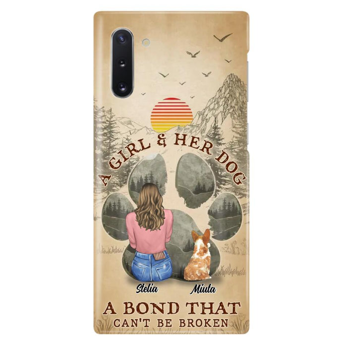 Custom Personalized Pet Mom Phone Case - Gifts For Pet Lovers With Upto 4 Pets - A Girl And Her Dog A Bond That Can't Be Broken - Case For iPhone & Samsung