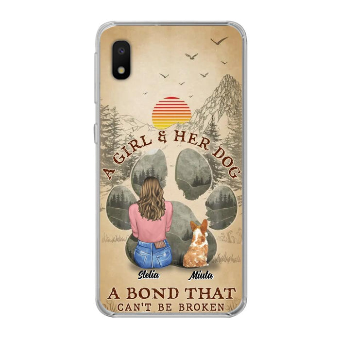 Custom Personalized Pet Mom Phone Case - Gifts For Pet Lovers With Upto 4 Pets - A Girl And Her Dog A Bond That Can't Be Broken - Case For iPhone & Samsung