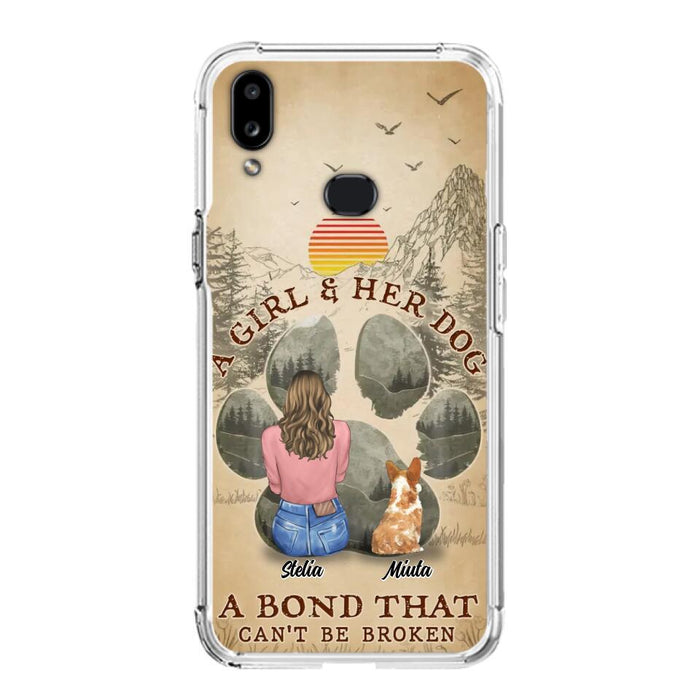 Custom Personalized Pet Mom Phone Case - Gifts For Pet Lovers With Upto 4 Pets - A Girl And Her Dog A Bond That Can't Be Broken - Case For iPhone & Samsung