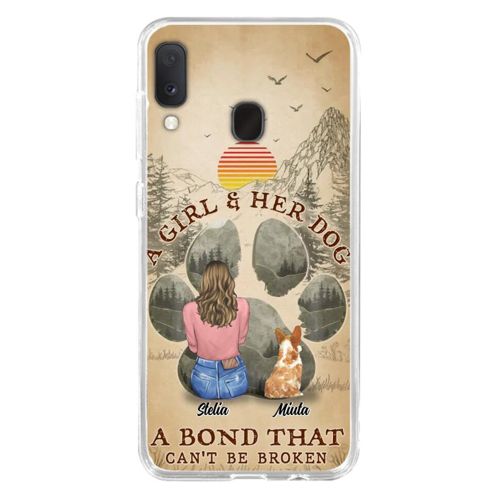 Custom Personalized Pet Mom Phone Case - Gifts For Pet Lovers With Upto 4 Pets - A Girl And Her Dog A Bond That Can't Be Broken - Case For iPhone & Samsung