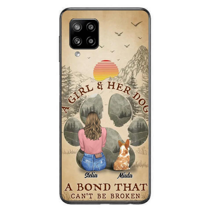 Custom Personalized Pet Mom Phone Case - Gifts For Pet Lovers With Upto 4 Pets - A Girl And Her Dog A Bond That Can't Be Broken - Case For iPhone & Samsung