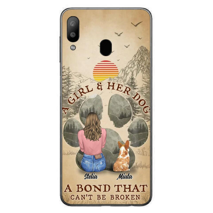 Custom Personalized Pet Mom Phone Case - Gifts For Pet Lovers With Upto 4 Pets - A Girl And Her Dog A Bond That Can't Be Broken - Case For iPhone & Samsung