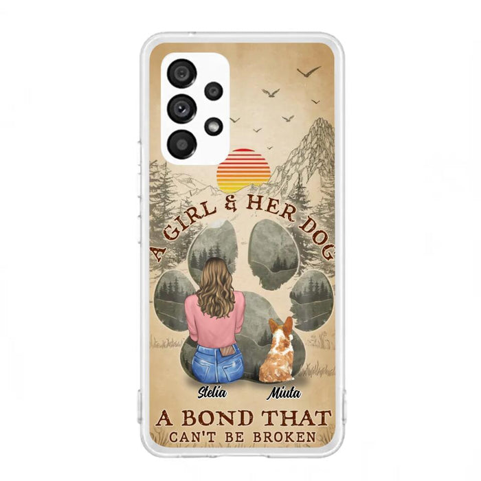 Custom Personalized Pet Mom Phone Case - Gifts For Pet Lovers With Upto 4 Pets - A Girl And Her Dog A Bond That Can't Be Broken - Case For iPhone & Samsung