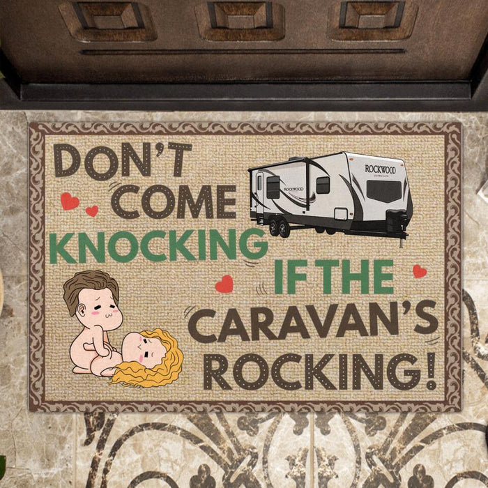 Custom Personalized Funny Couple Doormat - Gift Idea For Couple/Valentine's Day - Don't Come Knocking If The Caravan's Rocking