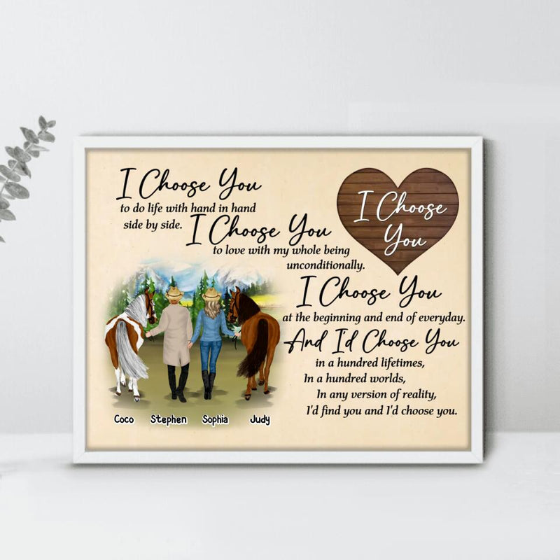 Personalized Horse Couple Poster - Gift Idea For Couple/Husband And Wife/Mother's Day Gift From Husband - I Choose You