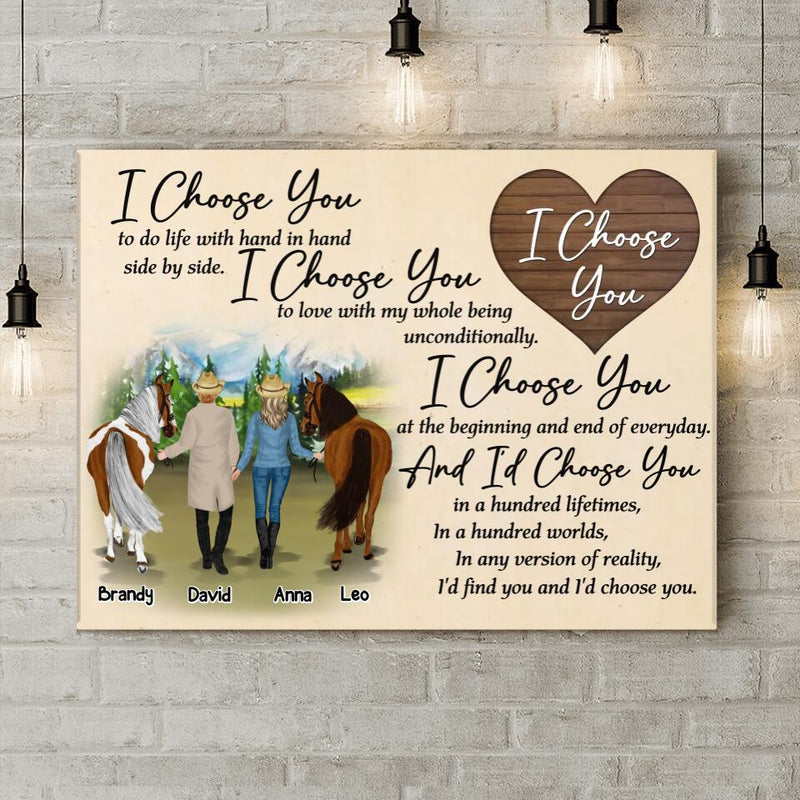Personalized Horse Couple Canvas - Gift Idea For Couple/Husband And Wife/Mother's Day Gift From Husband - I Choose You