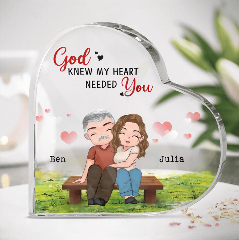Personalized Couple Acrylic Plaque - Gift Idea For Couple/ Mother's Day Gift From Husband - God Knew My Heart Needed You