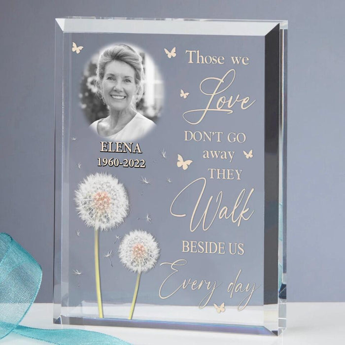 Personalized Memorial Photo Rectangle Acrylic Plaque - Memorial Gift For Family - Those We Love Don't Go Away They Walk Beside Us Every Day
