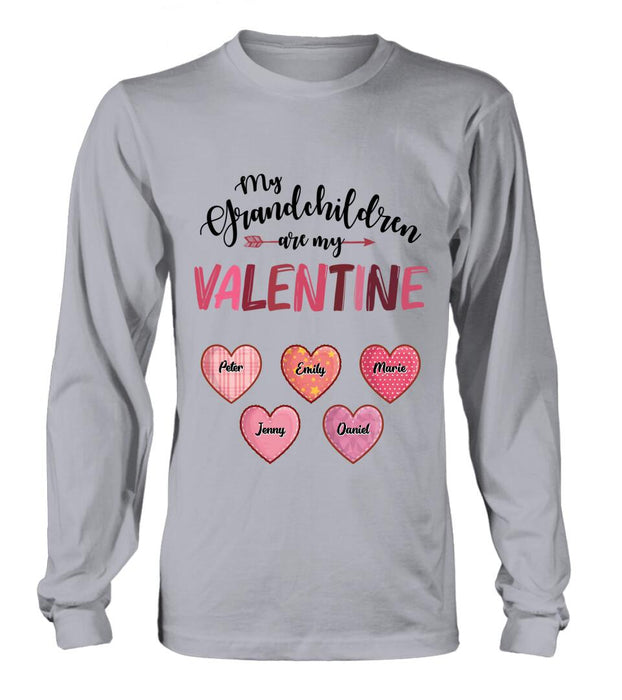 Custom Personalized Grandma T-Shirt/ Long Sleeve/ Sweatshirt/ Hoodie - Valentine's Day Gift Idea For Grandma - Upto 5 Kids - My Grandchild Is My Valentine