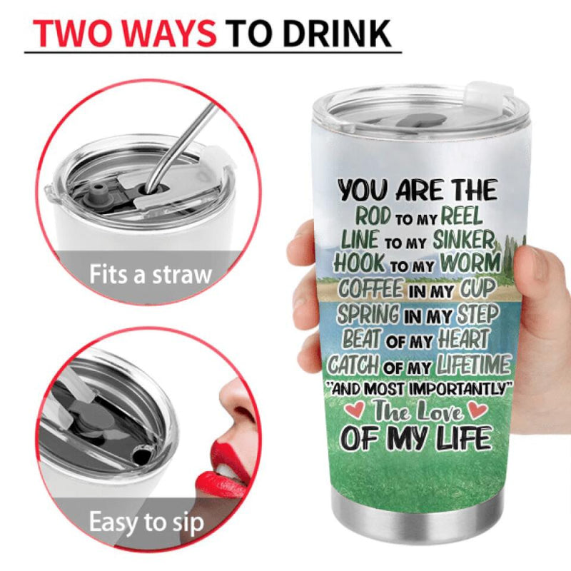 Personalized Fishing Couple Tumbler - Gift Idea For Couple/Fishing Lovers - You Are The Rod To My Reel, Line To My Sinker