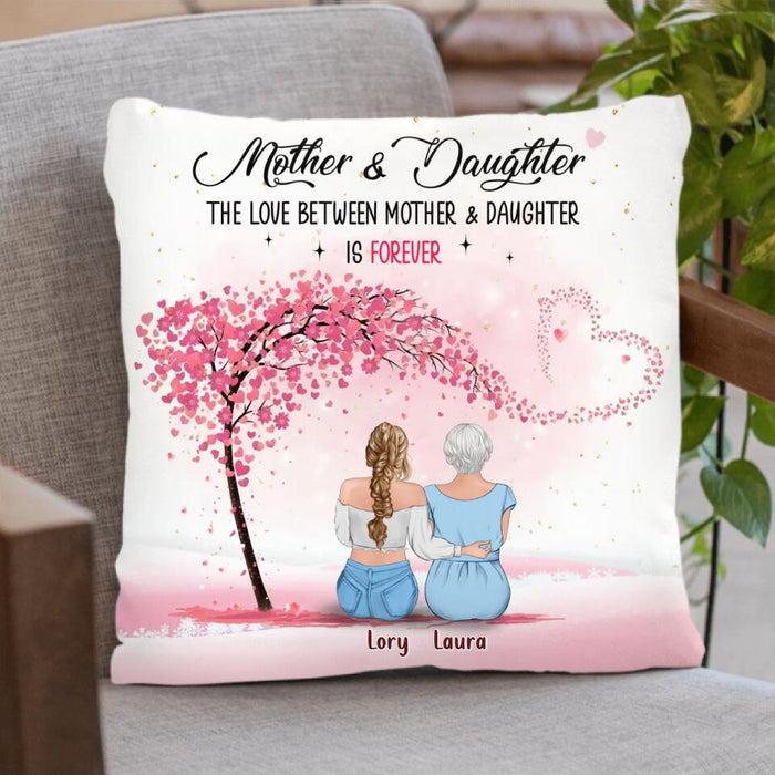 Custom Personalized Mom And Daughter Pillow Cover/ Single Layer Fleece Blanket/ Quilt Blanket - Mother's Day Gift Idea - Upto 4 Daughters - The Love Between Mother & Daughter Is Forever