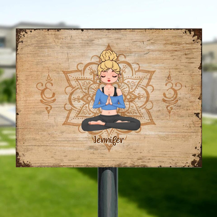 Custom Personalized Yoga Meditation Metal Sign - Gift Idea For Yoga Lovers - Meditation In Session, Please Do Not Disturb