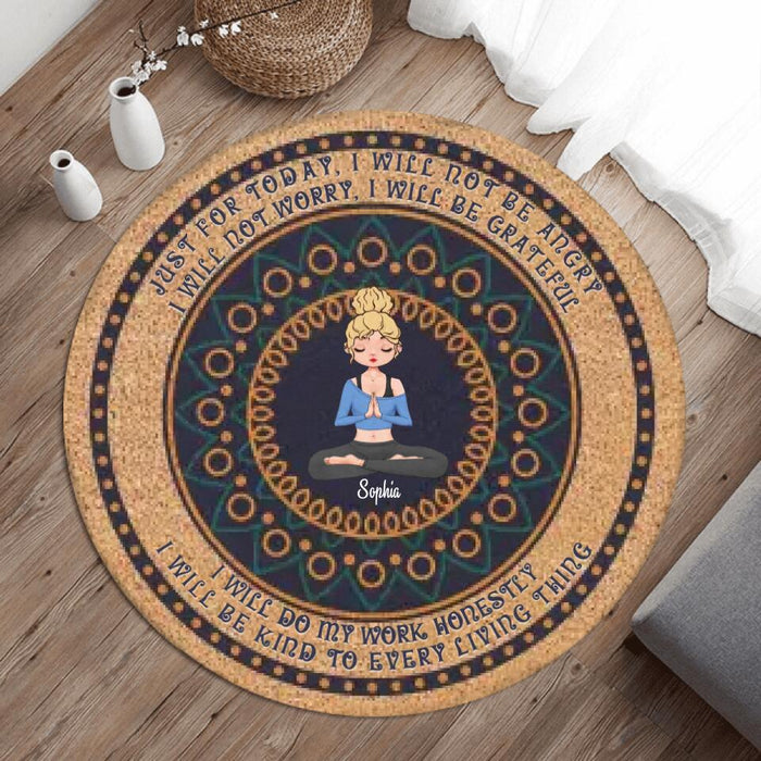 Custom Personalized Yoga Girl Round Rug - Gift Idea For Yoga Lovers - I Will Be Kind To Every Living Thing