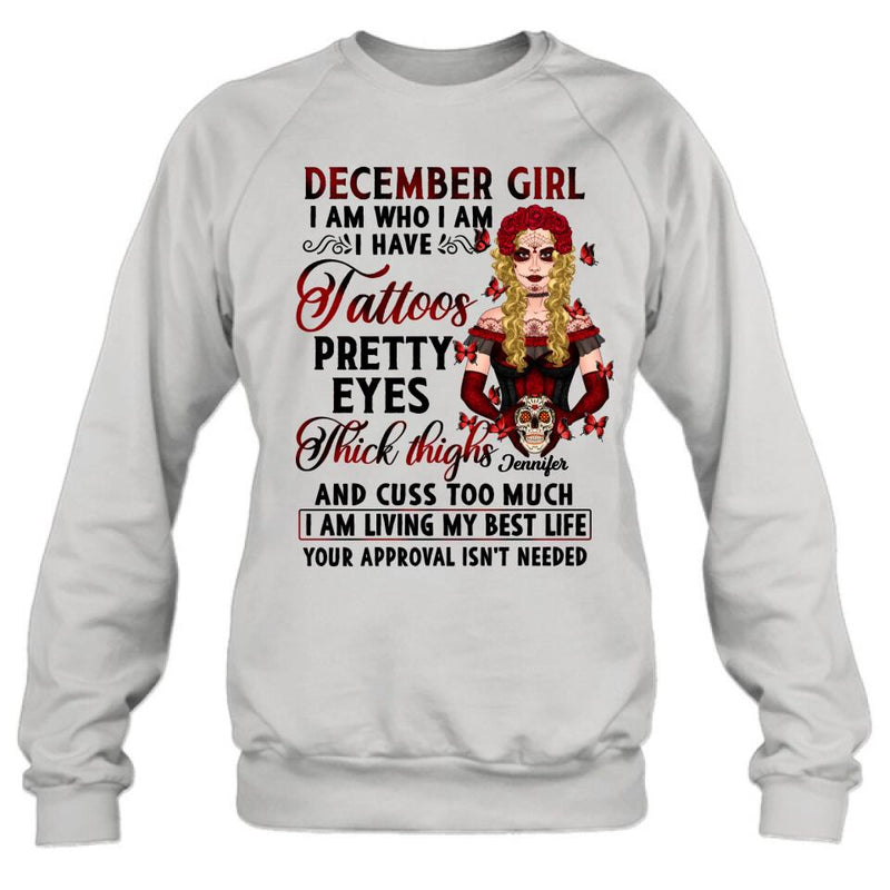 Custom Personalized Sugar Skull T-shirt/ Long Sleeve/ Sweatshirt/ Hoodie - Skull Gift For Girl/  Birthday Gift - I Am Who I Am