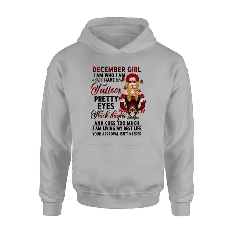 Custom Personalized Sugar Skull T-shirt/ Long Sleeve/ Sweatshirt/ Hoodie - Skull Gift For Girl/  Birthday Gift - I Am Who I Am