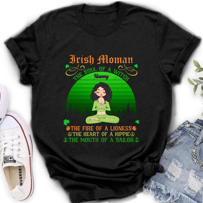 Custom Personalized Irish Girl Yoga Shirt - Gift Idea For St Patrick's Day - Irish Woman The Soul Of A Witch