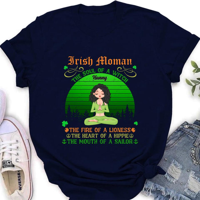 Custom Personalized Irish Girl Yoga Shirt - Gift Idea For St Patrick's Day - Irish Woman The Soul Of A Witch