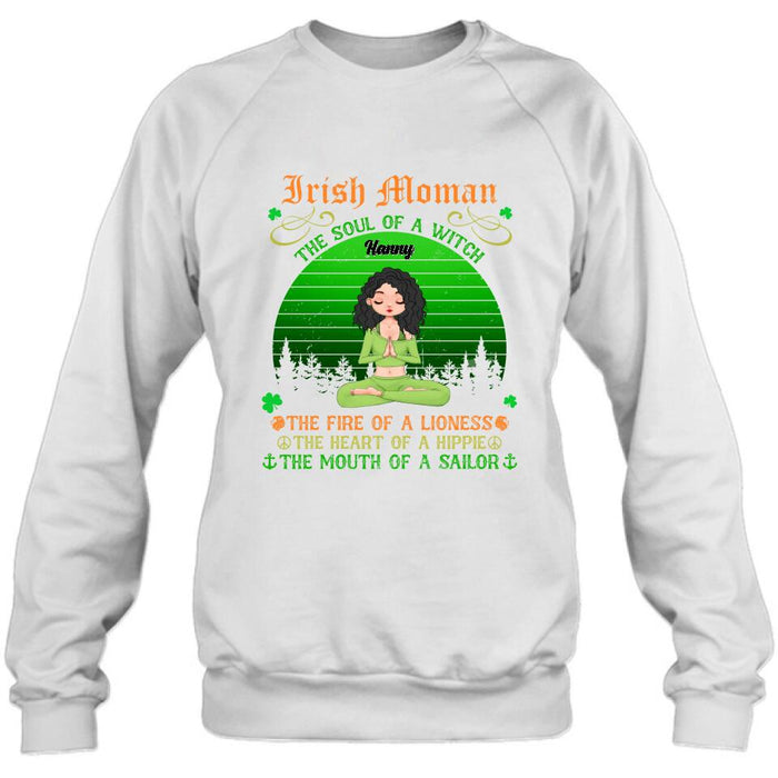 Custom Personalized Irish Girl Yoga Shirt - Gift Idea For St Patrick's Day - Irish Woman The Soul Of A Witch