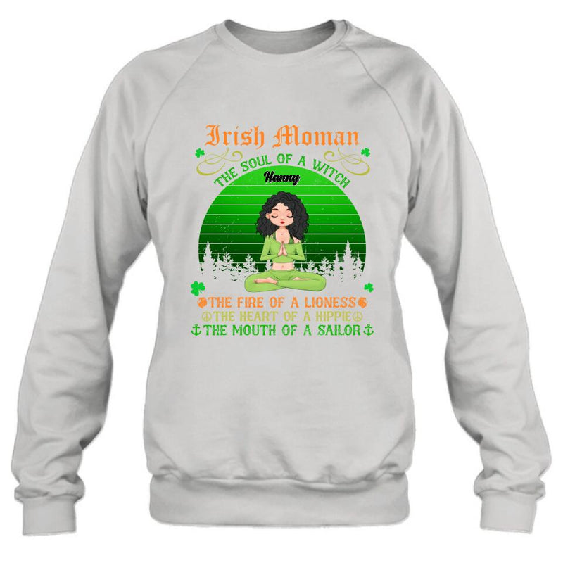 Personalized Irish Girl Yoga Shirt - Gift Idea For St Patrick's Day - Irish Woman The Soul Of A Witch