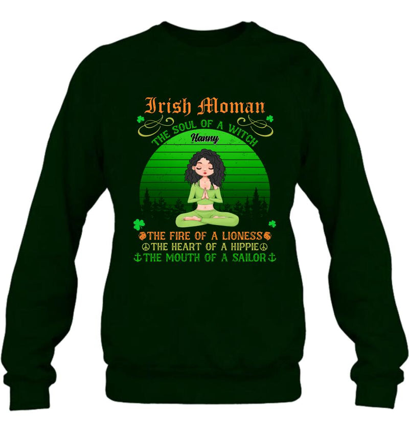 Personalized Irish Girl Yoga Shirt - Gift Idea For St Patrick's Day - Irish Woman The Soul Of A Witch