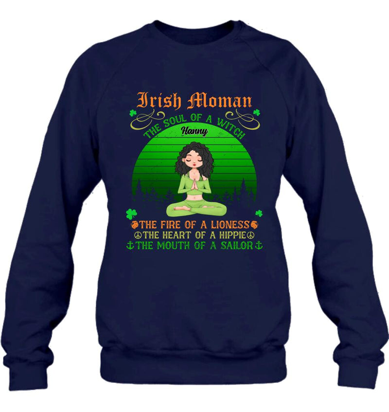 Personalized Irish Girl Yoga Shirt - Gift Idea For St Patrick's Day - Irish Woman The Soul Of A Witch