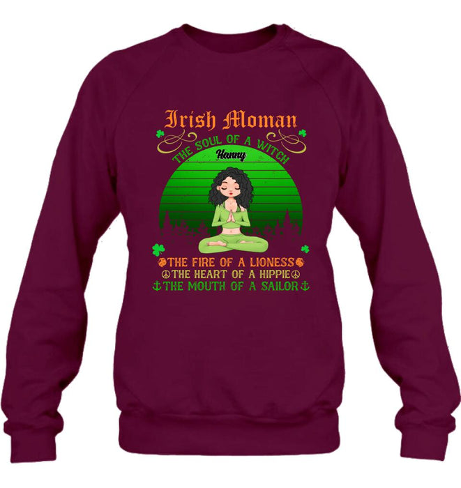 Custom Personalized Irish Girl Yoga Shirt - Gift Idea For St Patrick's Day - Irish Woman The Soul Of A Witch