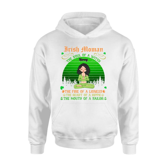 Custom Personalized Irish Girl Yoga Shirt - Gift Idea For St Patrick's Day - Irish Woman The Soul Of A Witch