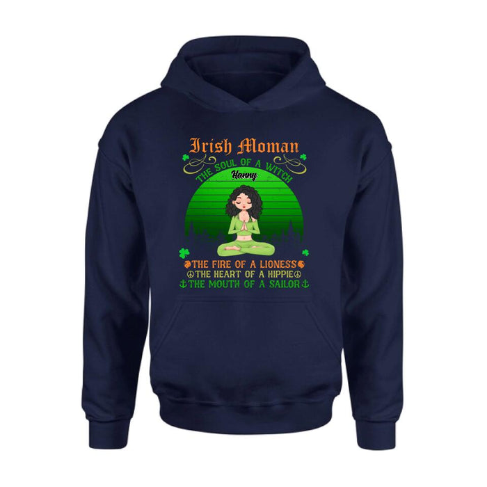 Custom Personalized Irish Girl Yoga Shirt - Gift Idea For St Patrick's Day - Irish Woman The Soul Of A Witch