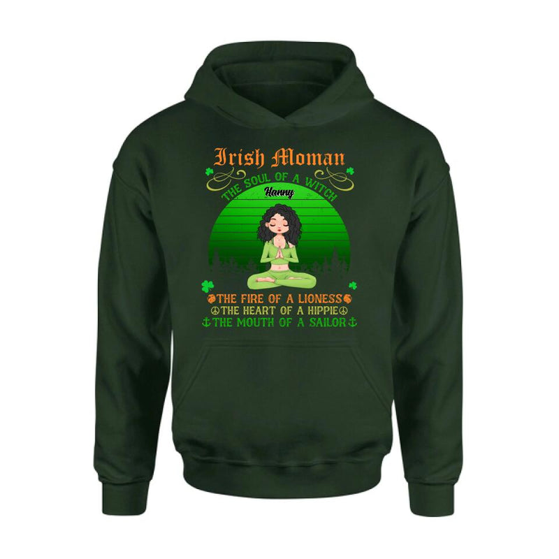 Personalized Irish Girl Yoga Shirt - Gift Idea For St Patrick's Day - Irish Woman The Soul Of A Witch